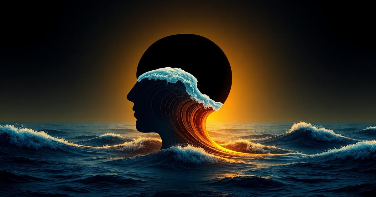 Monochrome Wellenform in Gestalt eines Profils als Symbol für Trading-Psychologie